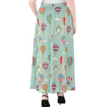 Hot Air Balloon Pattern Print Chiffon Maxi Skirt
