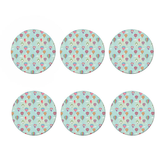 Hot Air Balloon Pattern Print Coaster Set