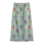 Hot Air Balloon Pattern Print Cotton Front Slit Maxi Skirt
