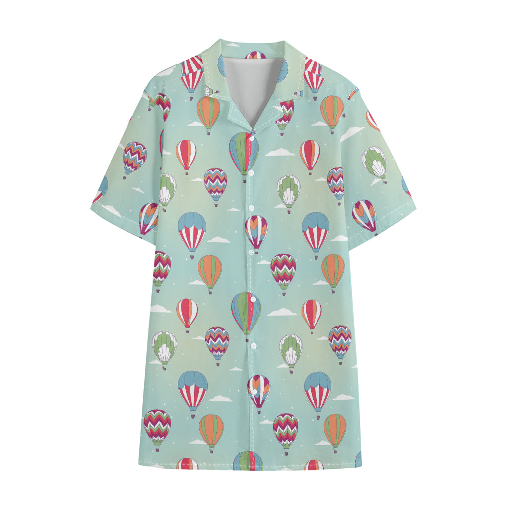 Hot Air Balloon Pattern Print Cotton Hawaiian Shirt