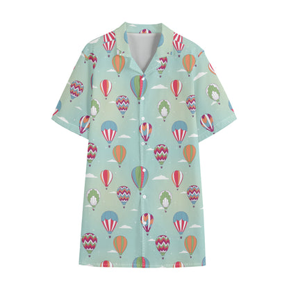 Hot Air Balloon Pattern Print Cotton Hawaiian Shirt