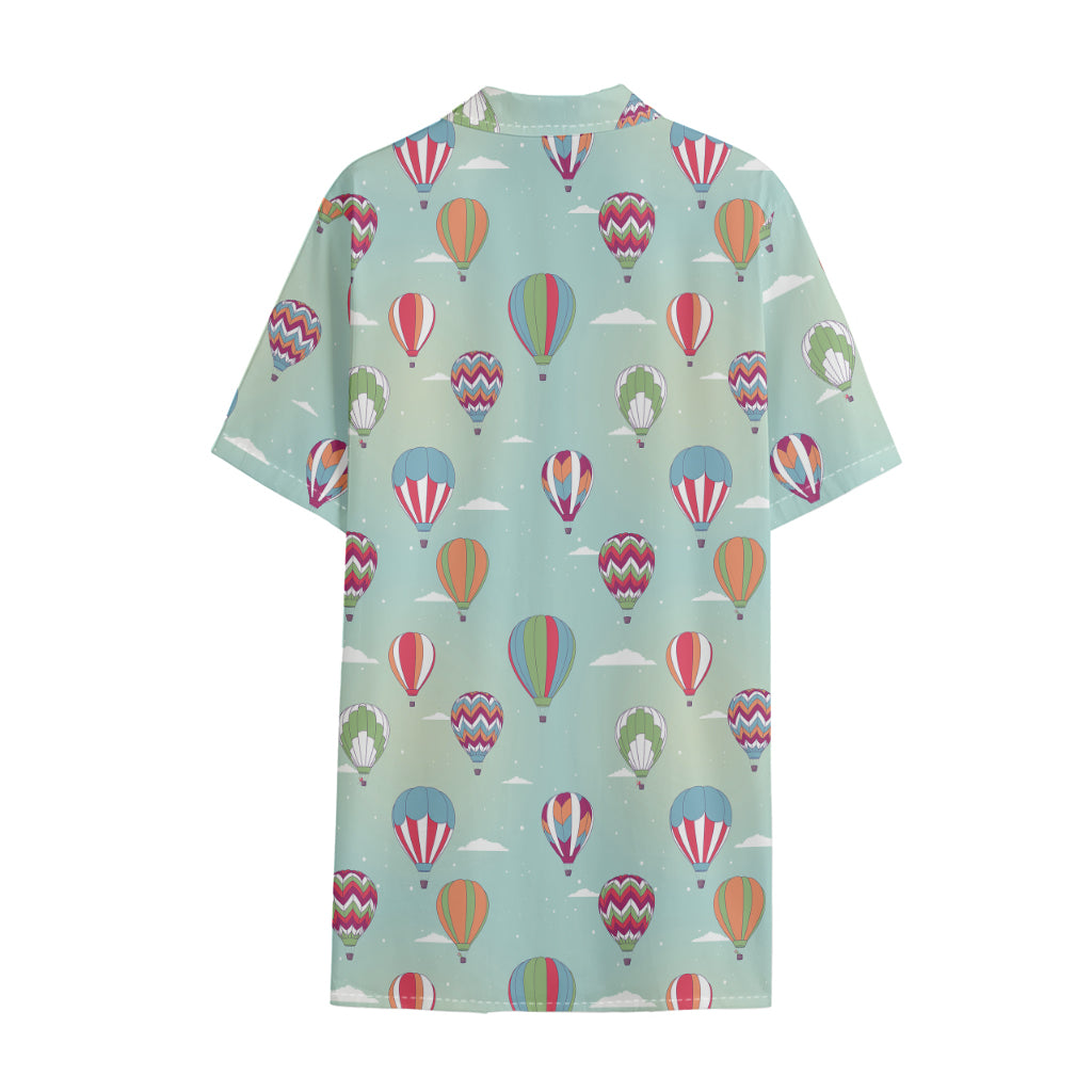 Hot Air Balloon Pattern Print Cotton Hawaiian Shirt