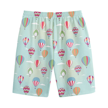 Hot Air Balloon Pattern Print Cotton Shorts