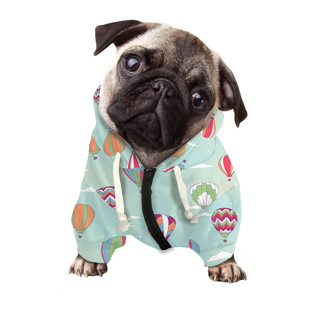 Hot Air Balloon Pattern Print Dog Zip Up Hoodie