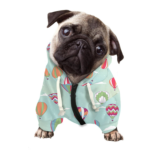Hot Air Balloon Pattern Print Dog Zip Up Hoodie