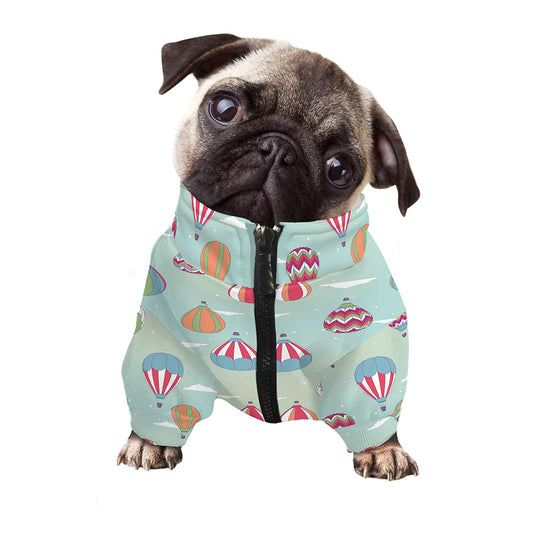 Hot Air Balloon Pattern Print Dog Zip Up Jacket