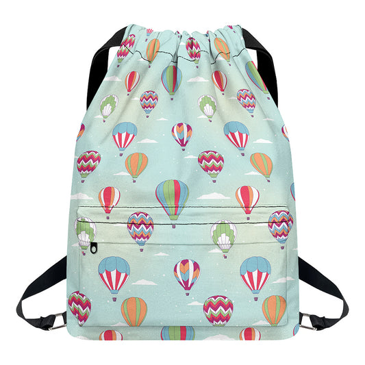 Hot Air Balloon Pattern Print Drawstring Backpack