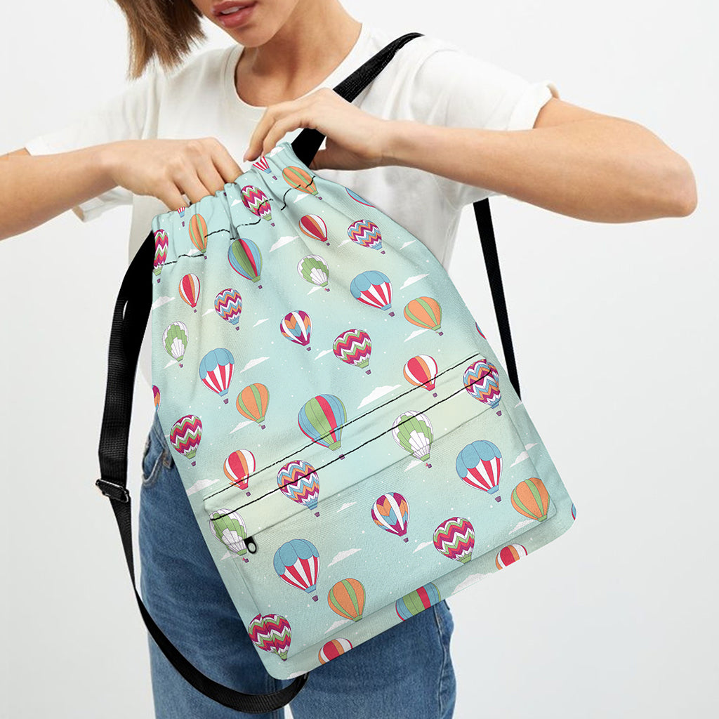 Hot Air Balloon Pattern Print Drawstring Backpack