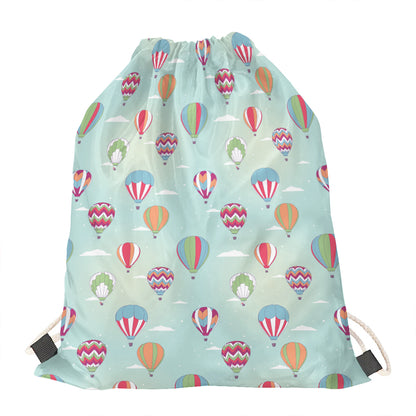 Hot Air Balloon Pattern Print Drawstring Bag