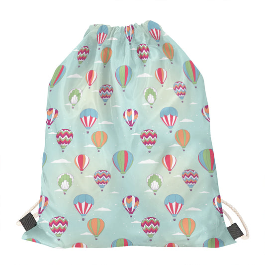Hot Air Balloon Pattern Print Drawstring Bag