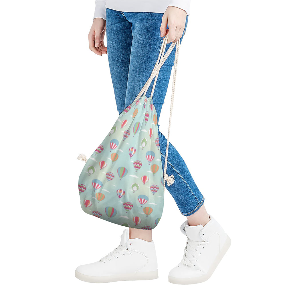 Hot Air Balloon Pattern Print Drawstring Bag