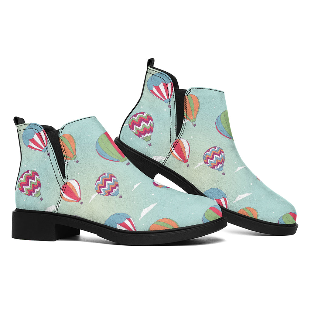 Hot Air Balloon Pattern Print Flat Ankle Boots