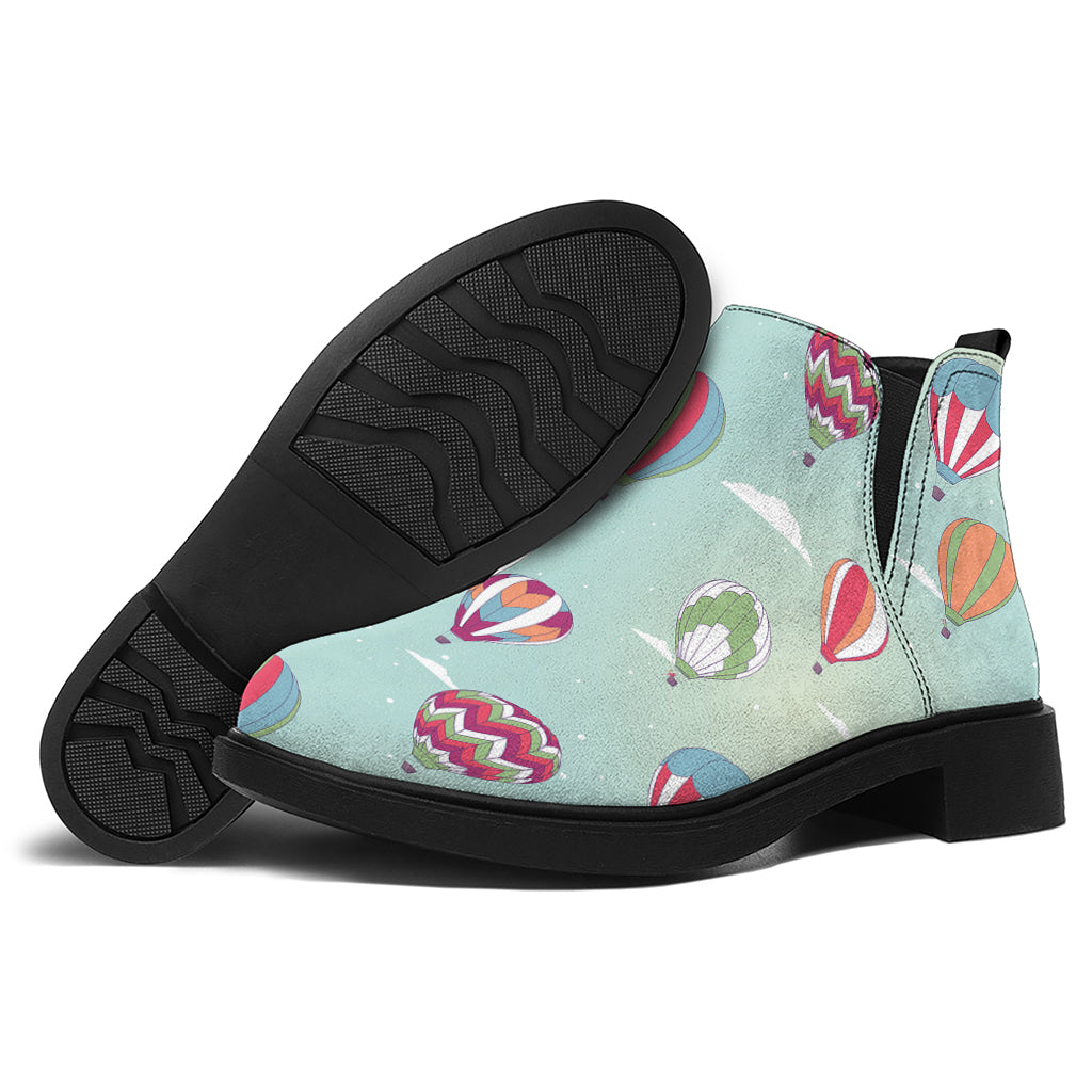 Hot Air Balloon Pattern Print Flat Ankle Boots