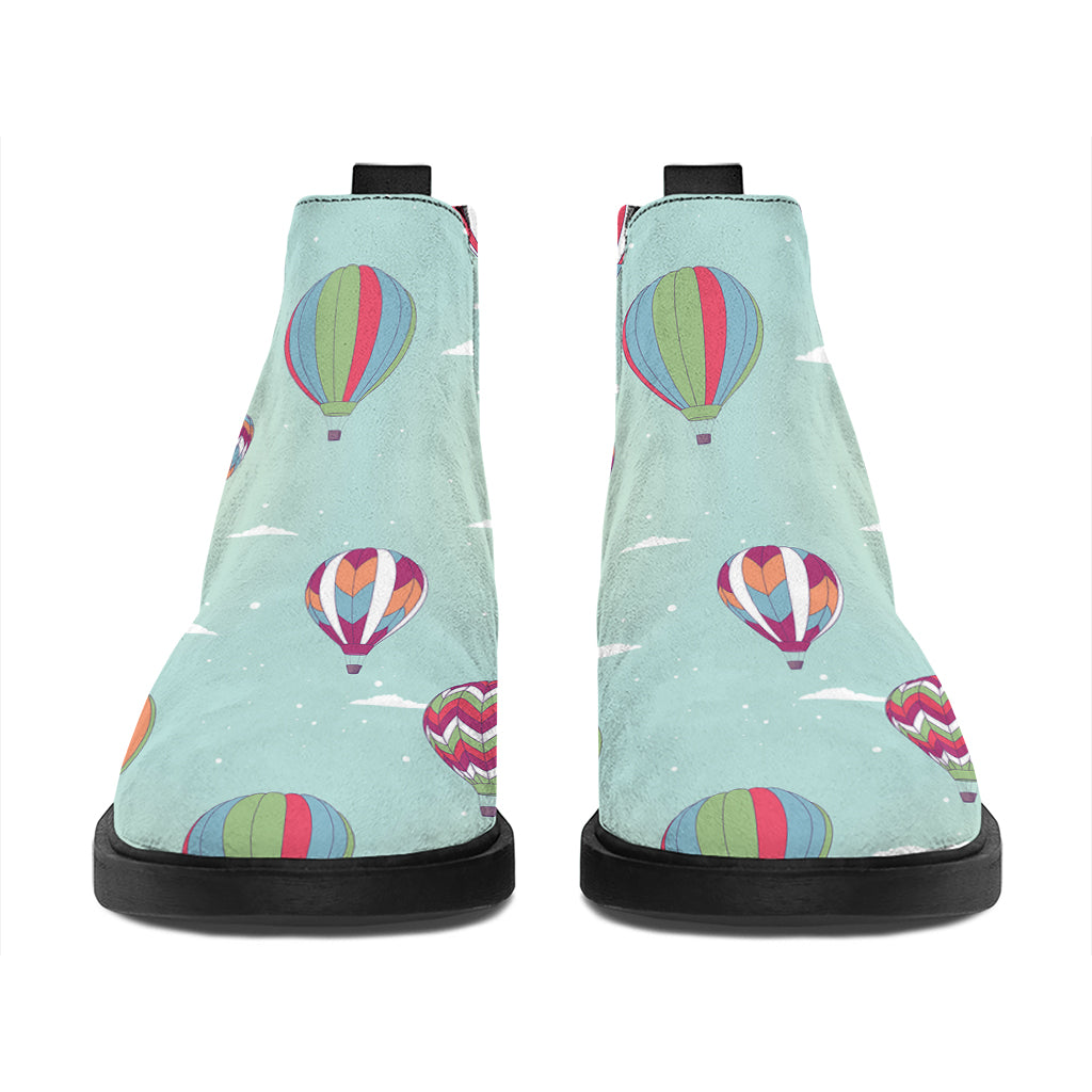 Hot Air Balloon Pattern Print Flat Ankle Boots