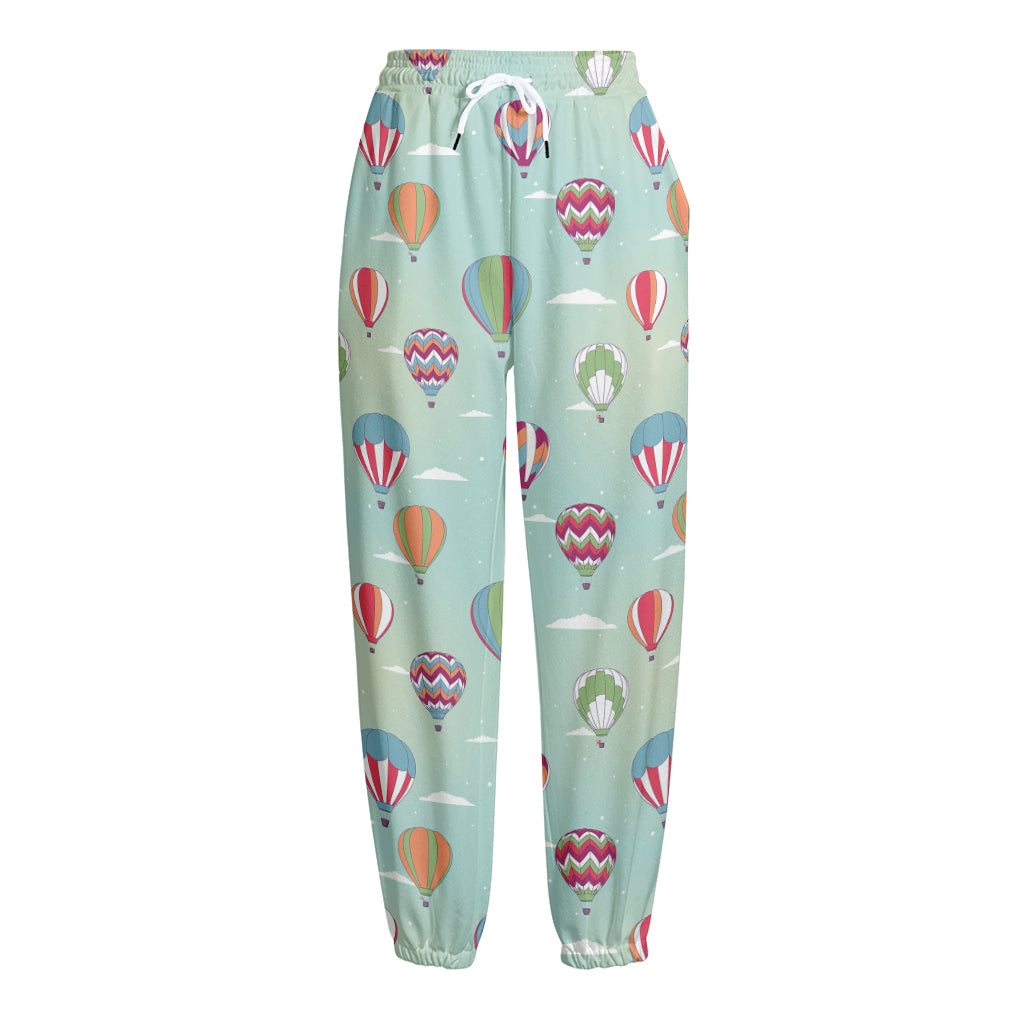 Hot Air Balloon Pattern Print Fleece Lined Knit Pants