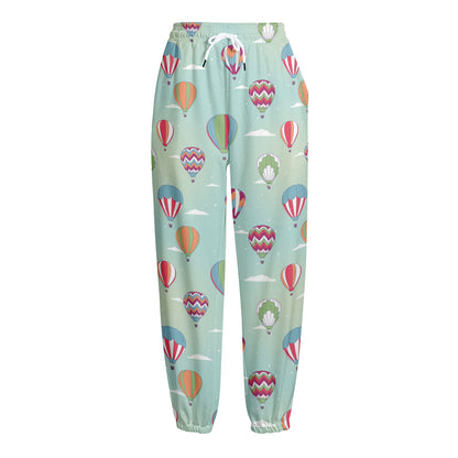 Hot Air Balloon Pattern Print Fleece Lined Knit Pants