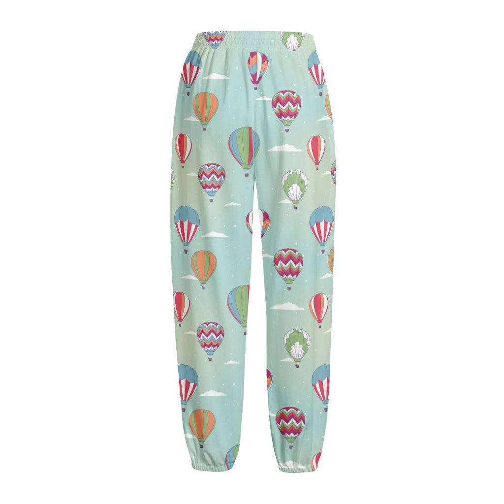 Hot Air Balloon Pattern Print Fleece Lined Knit Pants