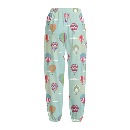 Hot Air Balloon Pattern Print Fleece Lined Knit Pants