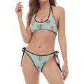 Hot Air Balloon Pattern Print Halter Scoop Tie Side Bikini