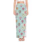 Hot Air Balloon Pattern Print High Slit Maxi Skirt