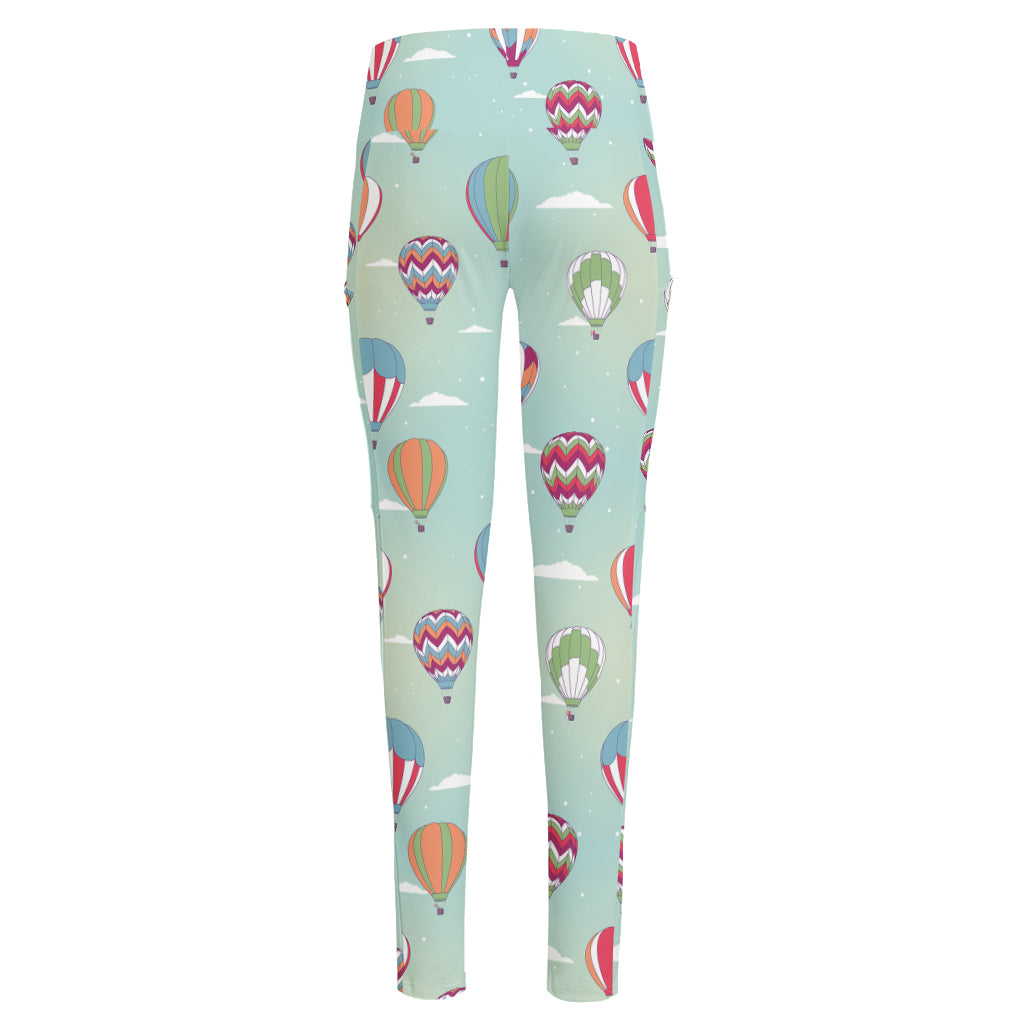 Hot Air Balloon Pattern Print High-Waisted Pocket Leggings