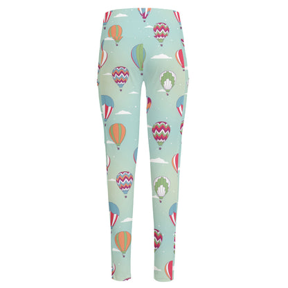 Hot Air Balloon Pattern Print High-Waisted Pocket Leggings
