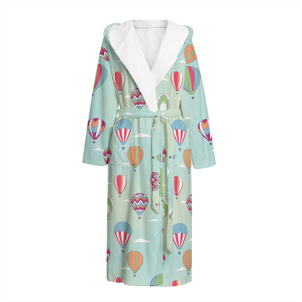 Hot Air Balloon Pattern Print Hooded Bathrobe