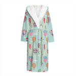 Hot Air Balloon Pattern Print Hooded Bathrobe