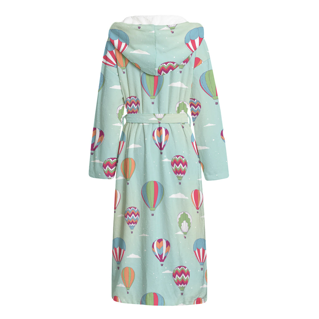 Hot Air Balloon Pattern Print Hooded Bathrobe