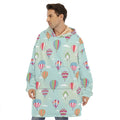 Hot Air Balloon Pattern Print Hoodie Blanket
