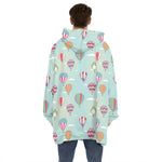 Hot Air Balloon Pattern Print Hoodie Blanket