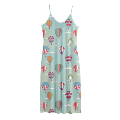 Hot Air Balloon Pattern Print Jersey Midi Cami Dress