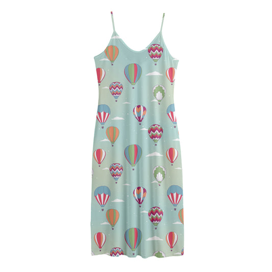 Hot Air Balloon Pattern Print Jersey Midi Cami Dress