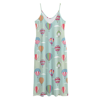 Hot Air Balloon Pattern Print Jersey Midi Cami Dress