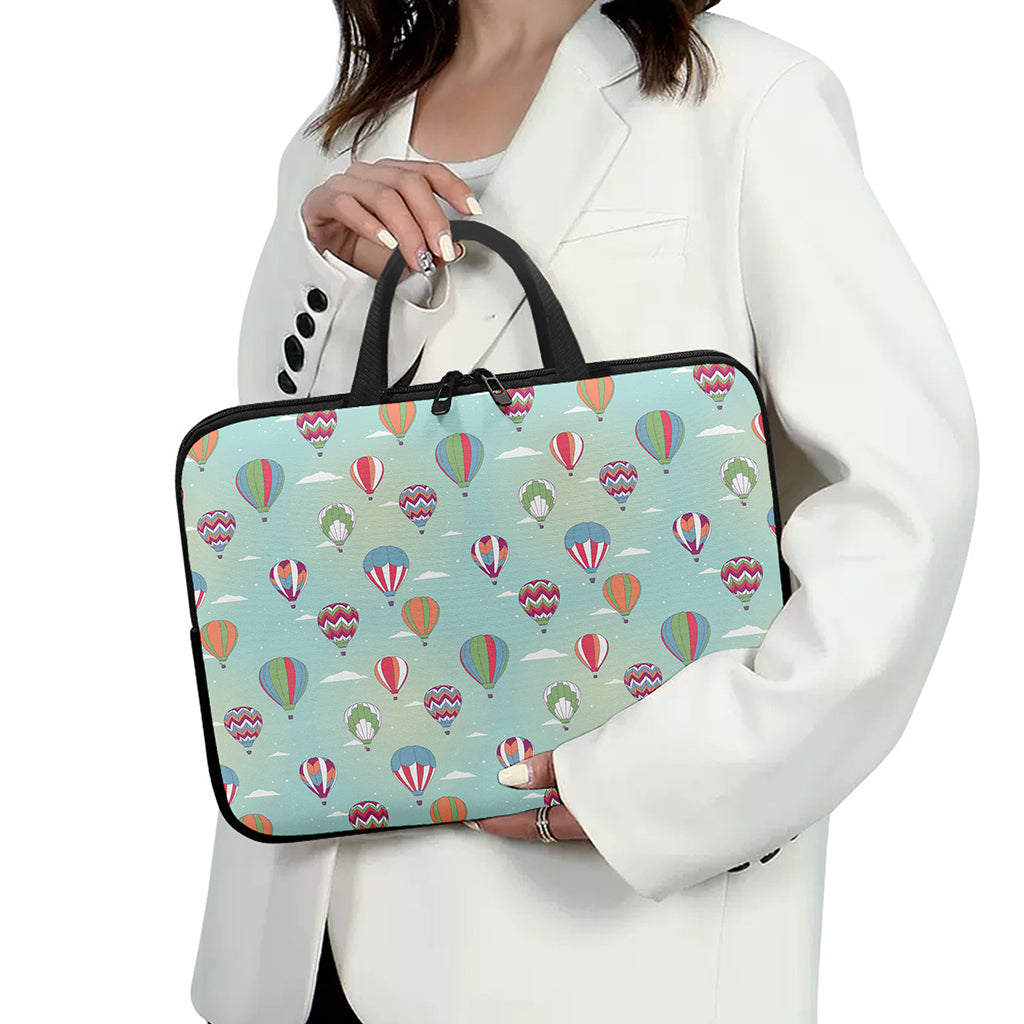 Hot Air Balloon Pattern Print Laptop Sleeve With Handle