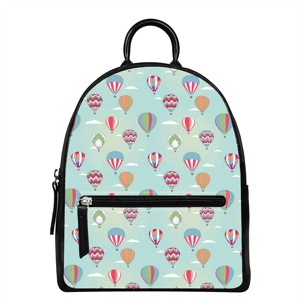 Hot Air Balloon Pattern Print Leather Backpack