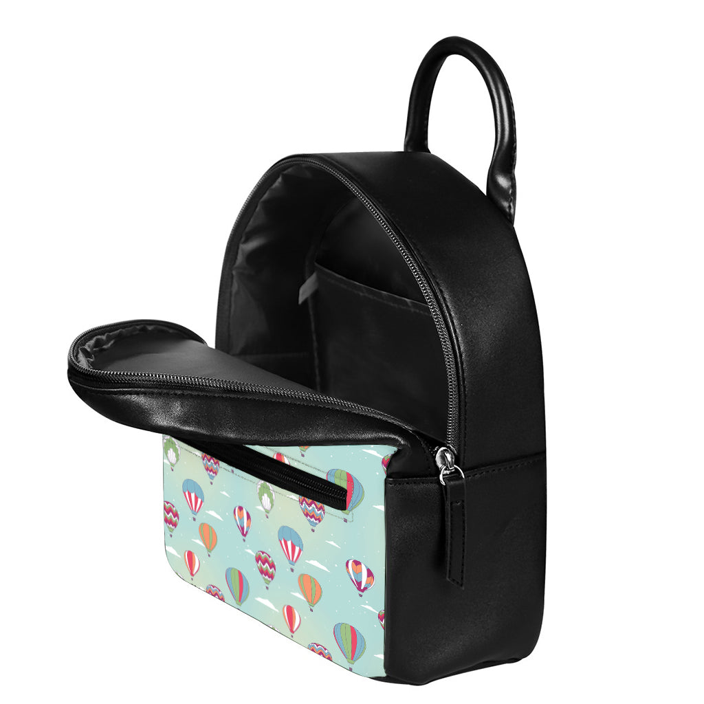 Hot Air Balloon Pattern Print Leather Backpack