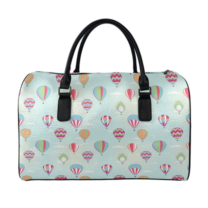 Hot Air Balloon Pattern Print Leather Duffle Bag