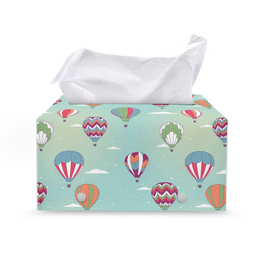 Hot Air Balloon Pattern Print Leather Tissue Box Cover