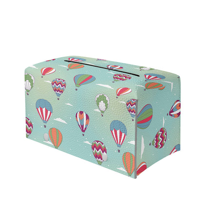 Hot Air Balloon Pattern Print Leather Tissue Box Cover
