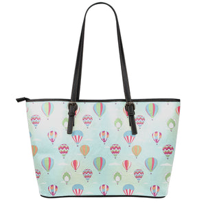 Hot Air Balloon Pattern Print Leather Tote Bag