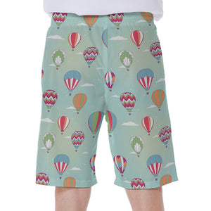 Hot Air Balloon Pattern Print Men's Beach Shorts