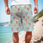 Hot Air Balloon Pattern Print Men's Cargo Shorts
