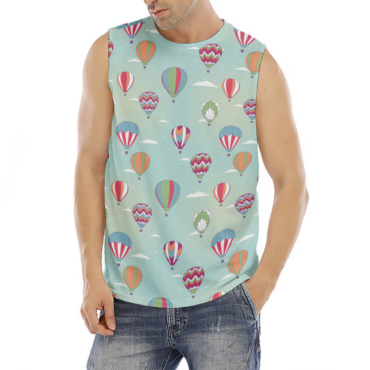 Hot Air Balloon Pattern Print Men's Fitness Tank Top