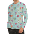 Hot Air Balloon Pattern Print Men's Long Sleeve Rash Guard