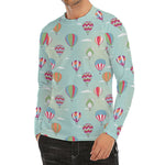 Hot Air Balloon Pattern Print Men's Long Sleeve Rash Guard
