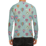 Hot Air Balloon Pattern Print Men's Long Sleeve Rash Guard