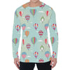 Hot Air Balloon Pattern Print Men's Long Sleeve T-Shirt