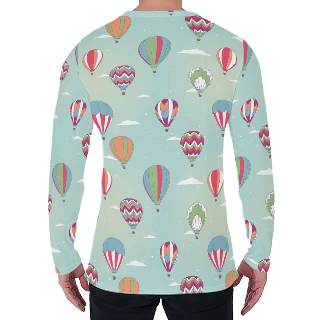 Hot Air Balloon Pattern Print Men's Long Sleeve T-Shirt