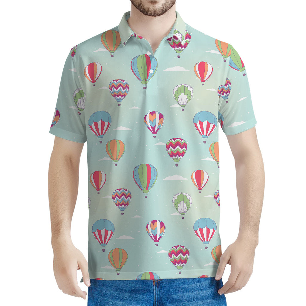 Hot Air Balloon Pattern Print Men's Polo Shirt